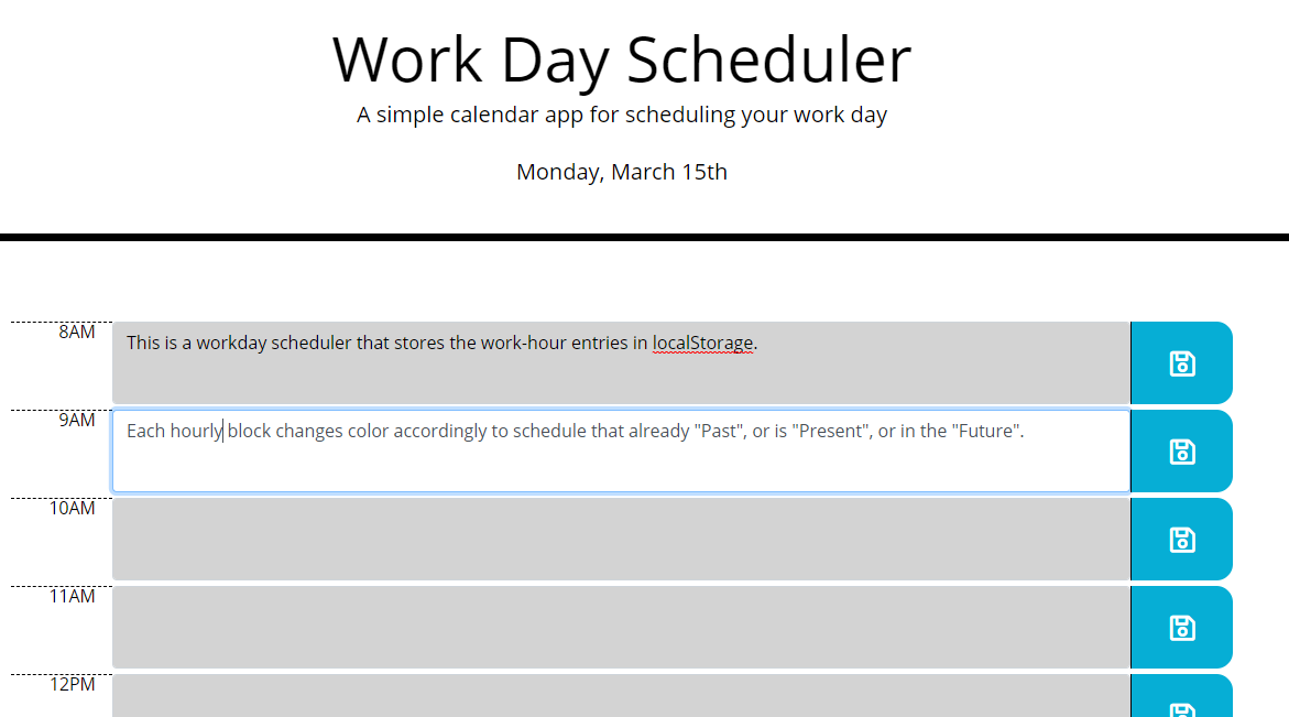 work day scheduler app